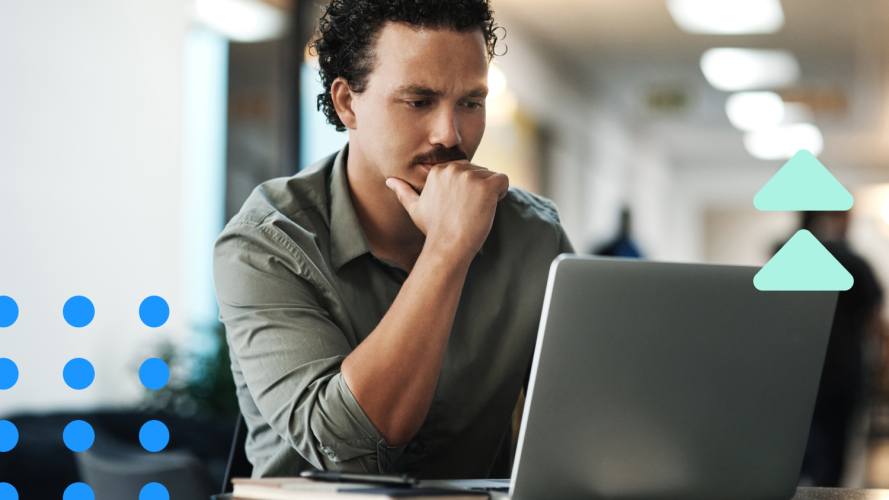 candidate reviewing profile on laptop for recruitment decision